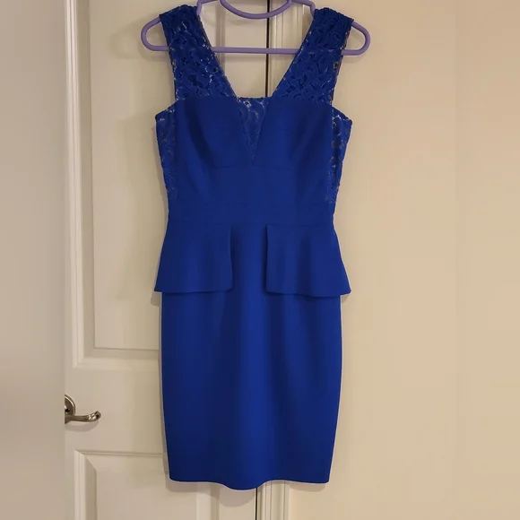 Gianni Bini Dresses | Gianni Bini Zoe Blue Lace Peplum Dress | Color: Blue | Size: 0 | Adiedrick521's Closet